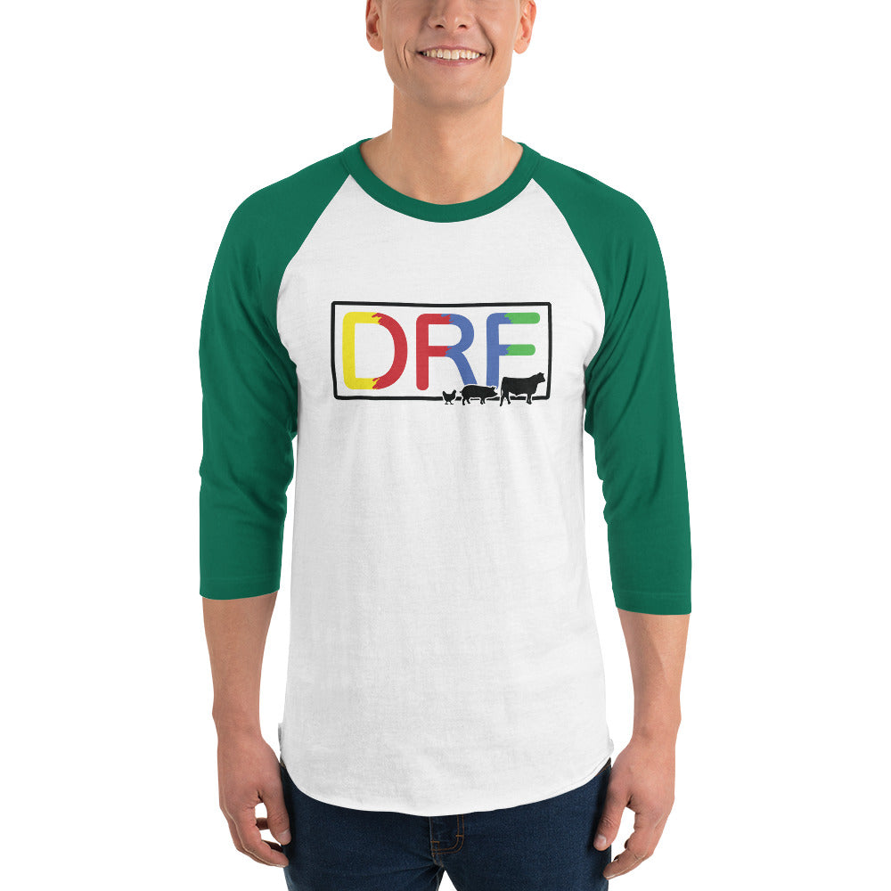 DRF Abbreviated Logo 3/4 sleeve raglan shirt